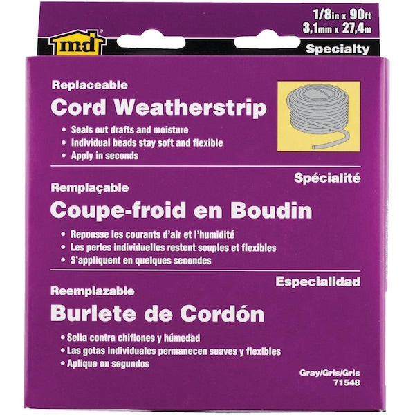 M-D Building Products 90' x 3/16in. x 1/8in. Caulking Cord Weatherstrip 71548 - main